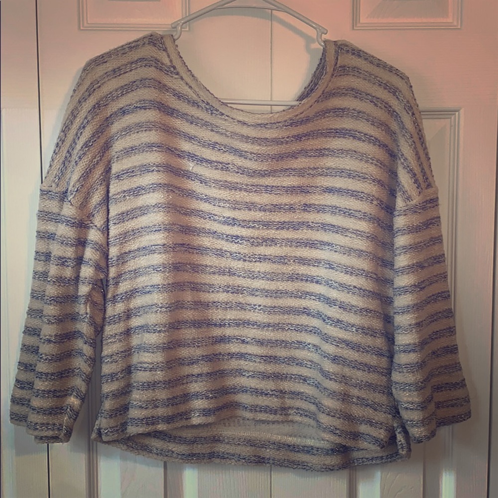 Super cute white and blue stripped sweater